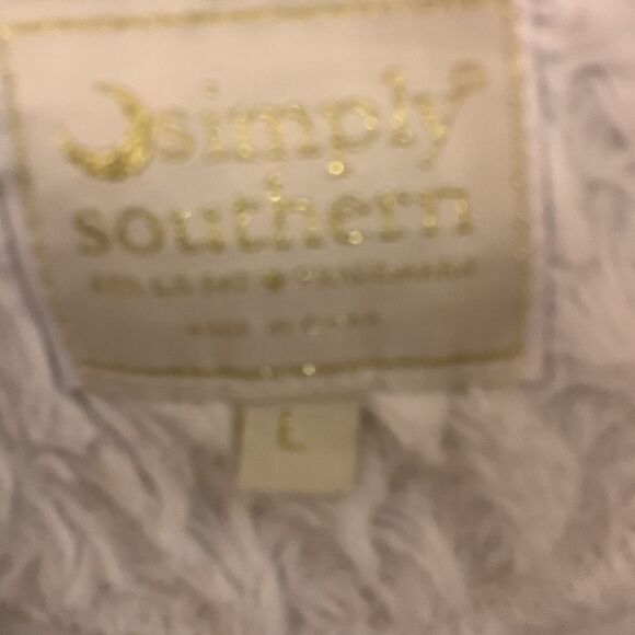 Simply Southern Sz Large quarter zip white fluffy Sherpa - Picture 7 of 9
